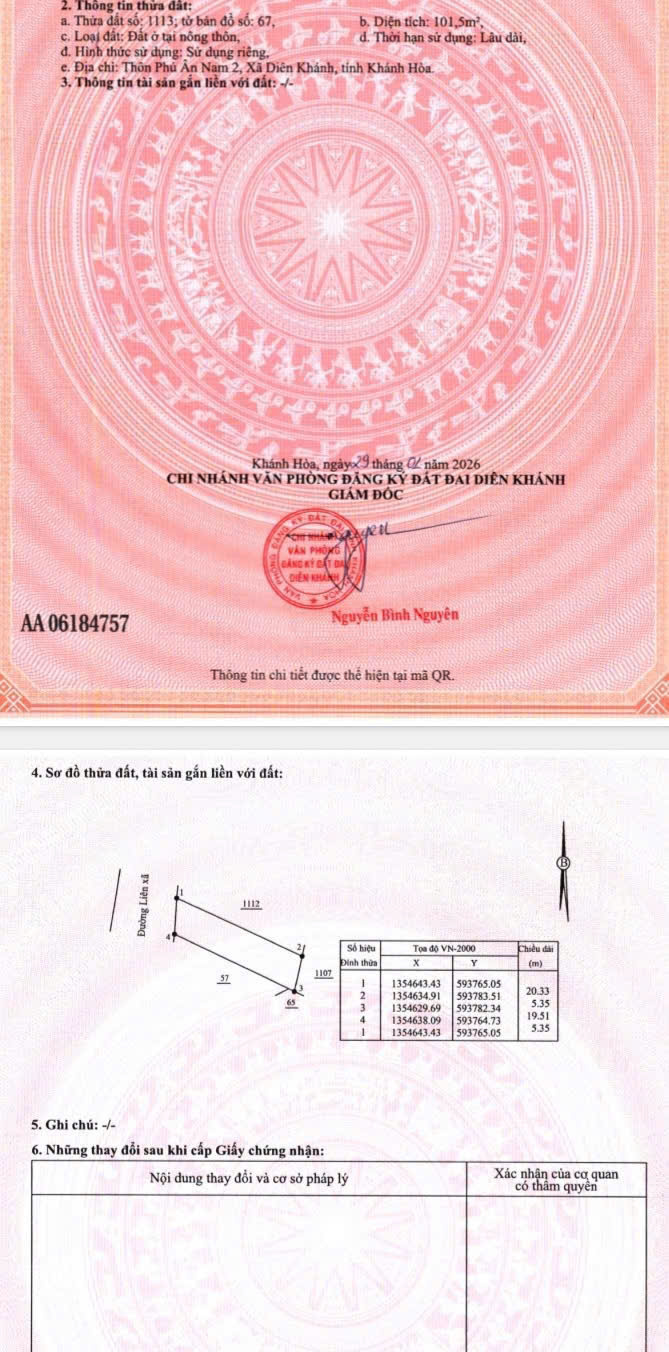 Bán 2 lô liền kề mặt đường Bà Đề xã Diên An (Diên Khánh) khu kinh doanh buôn bán