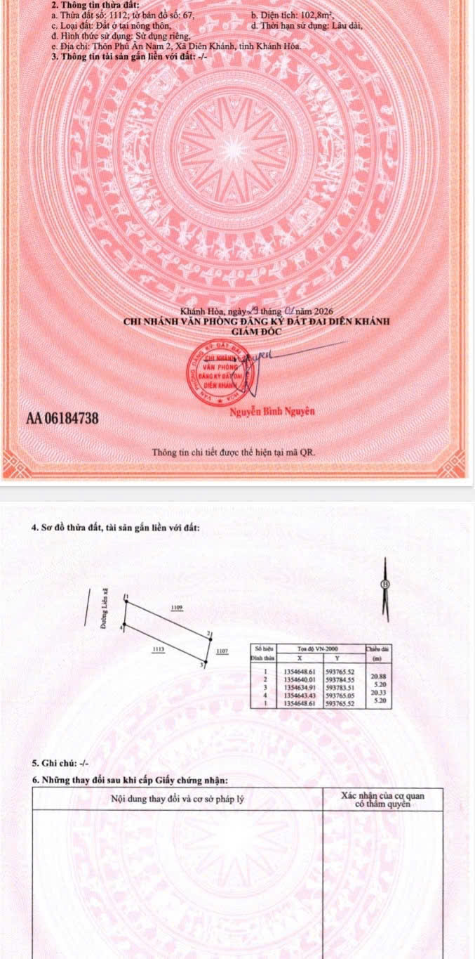 Bán 2 lô liền kề mặt đường Bà Đề xã Diên An (Diên Khánh) khu kinh doanh buôn bán